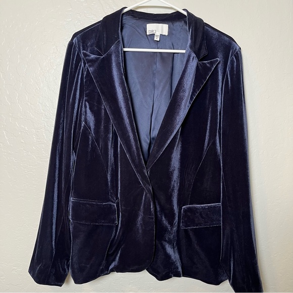 DR2 by Daniel Rainn Peak Lapel Midnight Blue Velvet Blazer Size XL - Picture 1 of 7